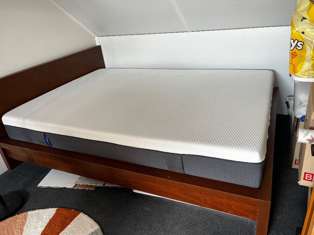 Tweepersoonsbed 140x200, Huis en Inrichting, Slaapkamer | Bedden, Ophalen, Gebruikt, Bruin, Tweepersoons