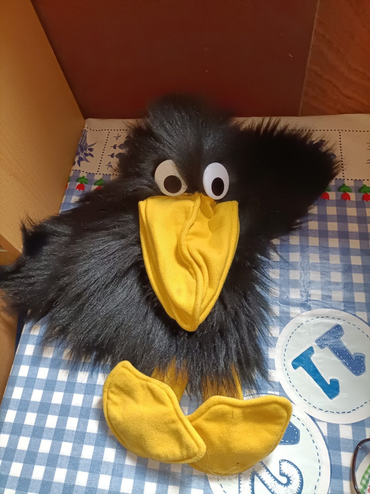 zwarte kraai vogel handpop L. Dake, Ophalen of Verzenden, Zo goed als nieuw, Overige typen