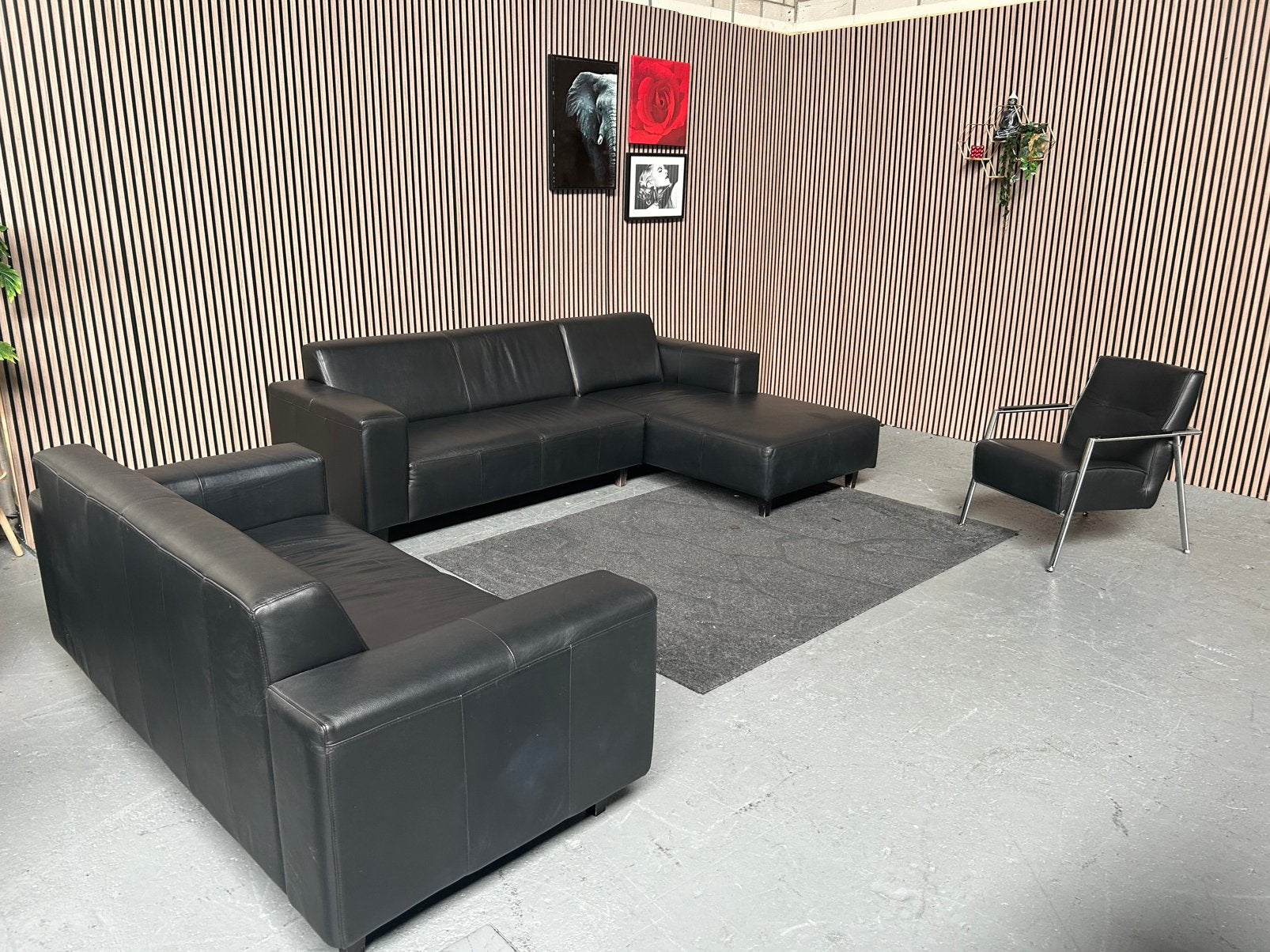 GRATIS LEVERING LEVERING MEUBELSET GOOSSENS GEREINIGD, Hoekbank, Leer, Ophalen of Verzenden, Zo goed als nieuw