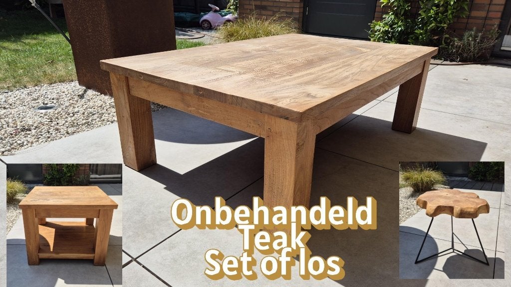 Salontafel / bijzettafel Teak, Ophalen, Gebruikt, 100 tot 150 cm, Teakhout