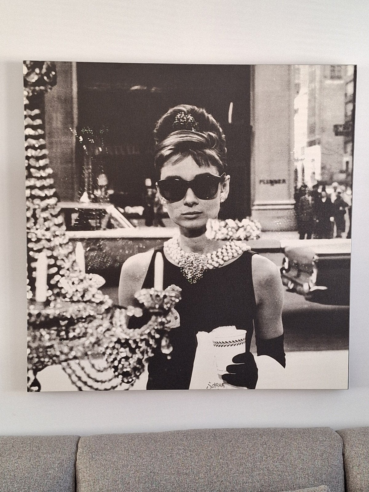 Audrey Hepburn 'Breakfast at Tiffany's Canvas., Ophalen, Gebruikt, 125 cm of meer, Print
