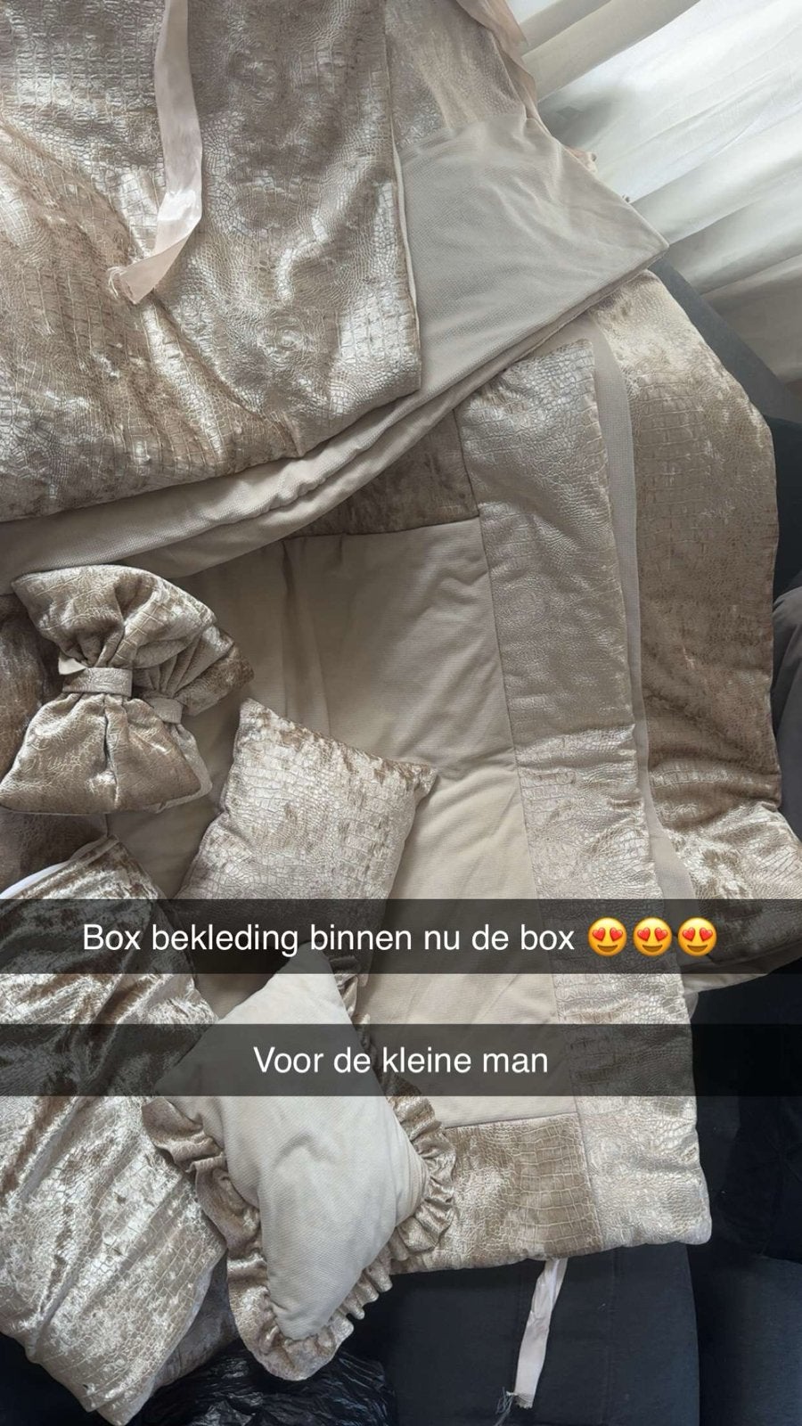 Complete boxbekleding set met boxkleed en wiegdeken, Jongetje of Meisje, Beige, Beddengoedset, Ophalen of Verzenden