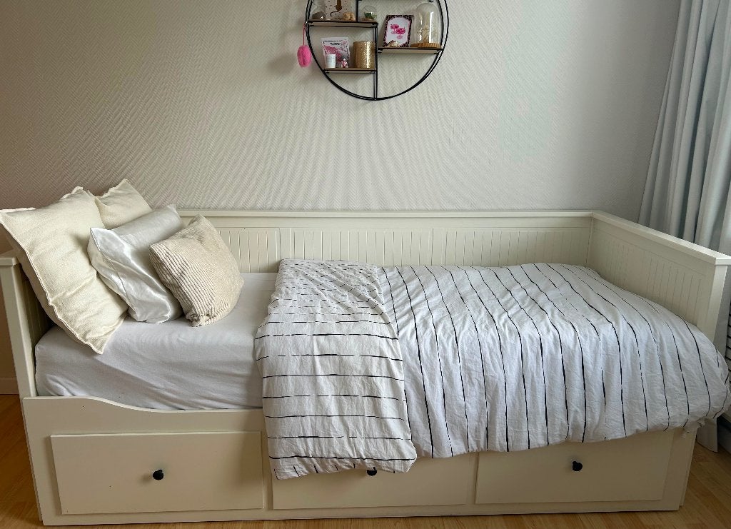 IKEA Hemnes bed met lades, Ophalen, Eenpersoons, Wit, 80 cm