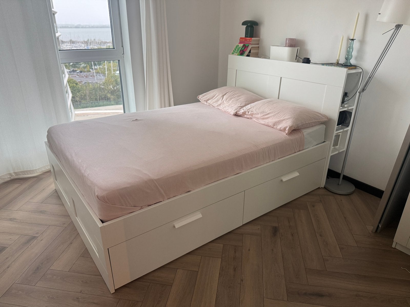 Brimnes bed met hoofdbord 140x200 - half jaar oud, Ophalen, Wit, Tweepersoons, 140 cm