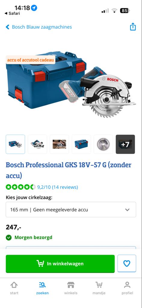 Bosch Professional GKS 18V-57 G Accu Cirkelzaag incl rail, Doe-het-zelf en Verbouw, Gereedschap | Zaagmachines, Cirkelzaag, 600 tot 1200 watt