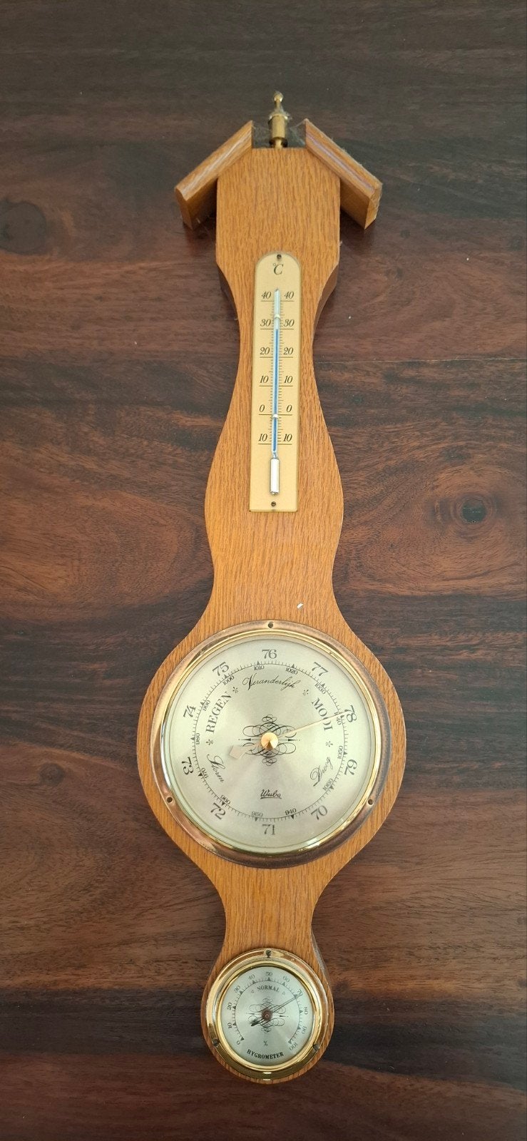 Vintage Barometer met Thermometer en Hygrometer, Ophalen of Verzenden, Gebruikt