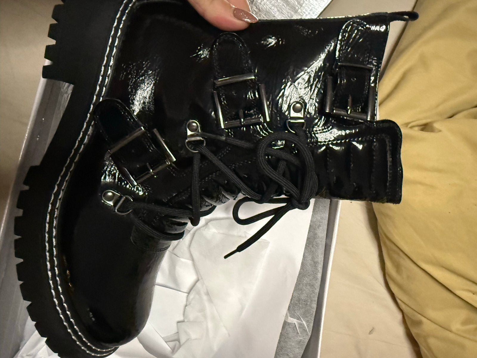 Lak boots maat 40, Ophalen of Verzenden, Nieuw, Zwart, Lage of Enkellaarzen