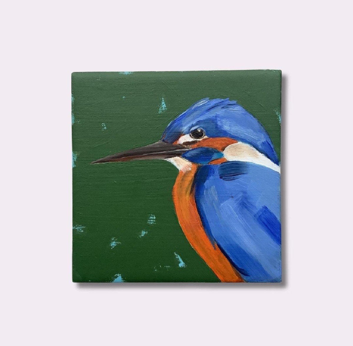 Handgeschilderde tegel met ijsvogel, Antiek en Kunst, Ophalen of Verzenden