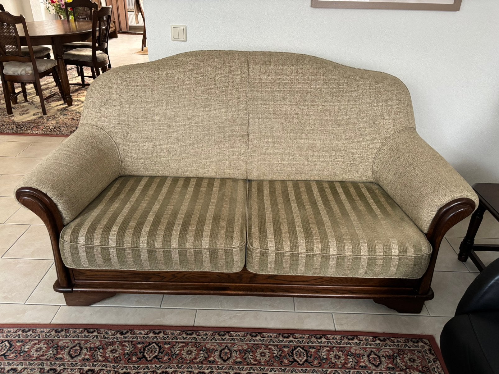Eikenhouten tweezits bank, Ophalen, Gebruikt, 150 tot 200 cm, Tweepersoons