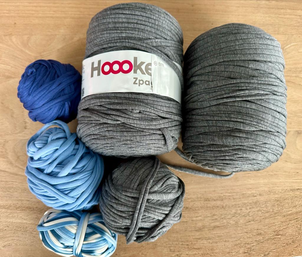 Hoooked Zpagetti T-shirt garen pakket - Grijs & Blauw, Ophalen of Verzenden, Zo goed als nieuw, Breien of Haken, Wol of Garen