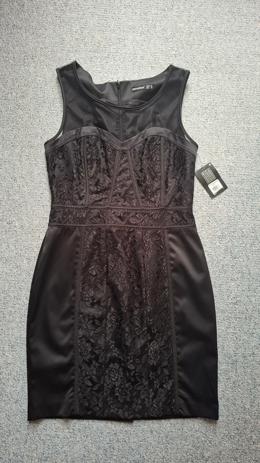 Zwart kant satijn bodycon cocktail jurk maat 36 nieuw, Zwart, Nieuw, Ophalen of Verzenden, Maat 36 (S)