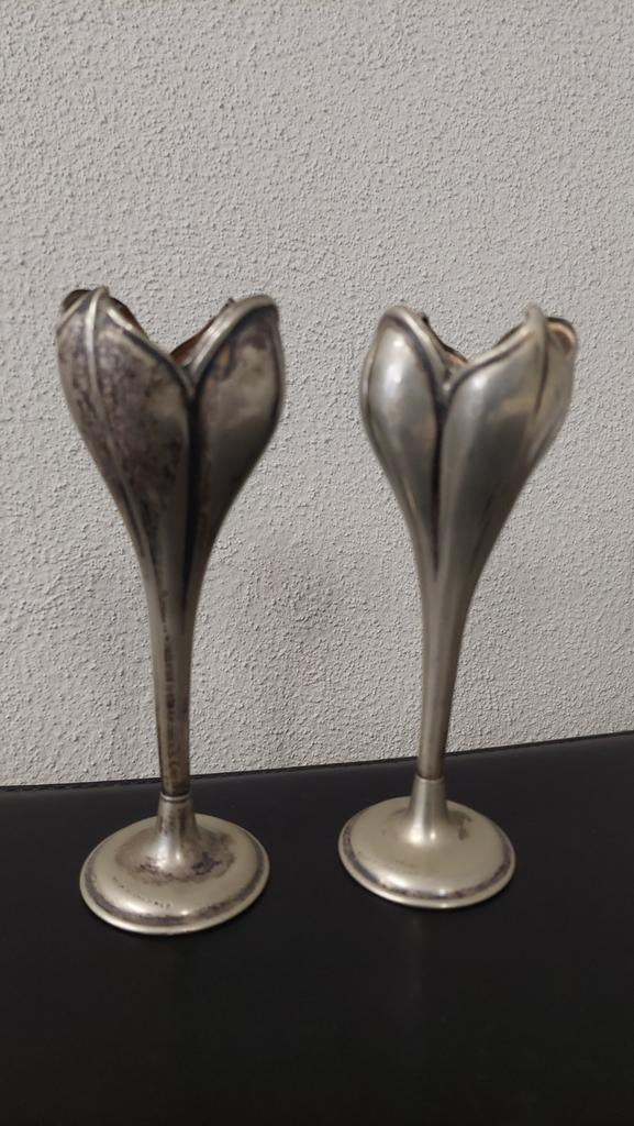 Art Nouveau Verzilverd Posy Vaasjes, Antiek en Kunst, Antiek | Vazen, Ophalen of Verzenden
