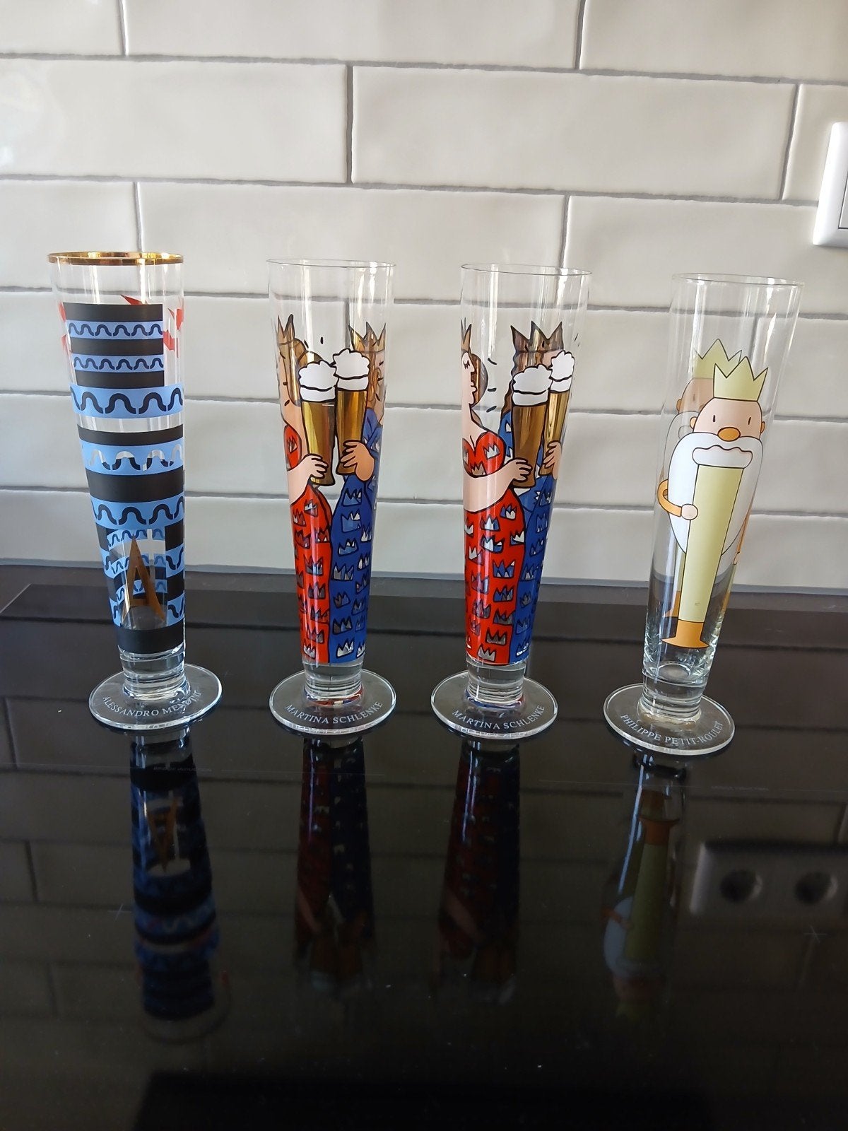 Ritzenhoff Art Collection pilsglazen (4), Ophalen of Verzenden, Zo goed als nieuw, Glas of Glazen, Overige merken