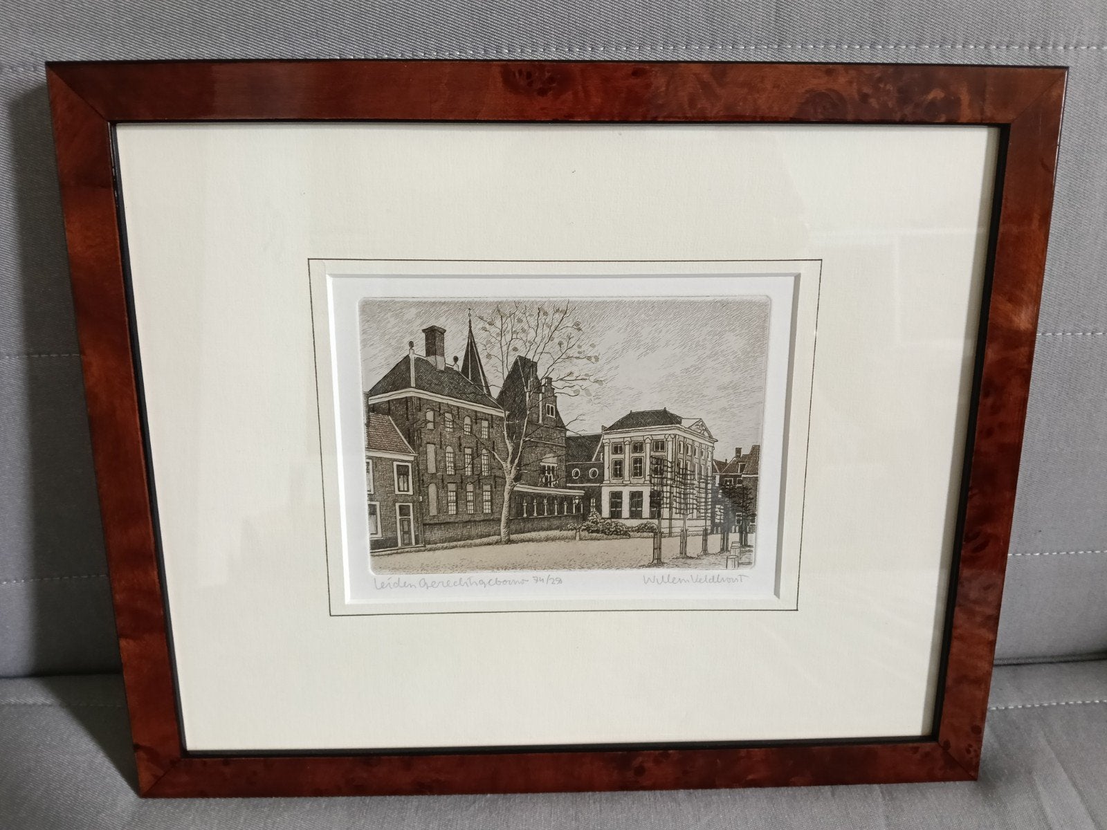 Ets Gerechtsgebouw Leiden Willem Veldhorst, Ophalen of Verzenden, Ets