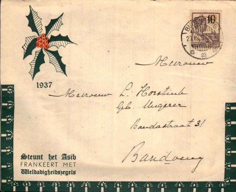 Nederlands Indië - ASIB - Kerst - 1937, Verzenden, Envelop