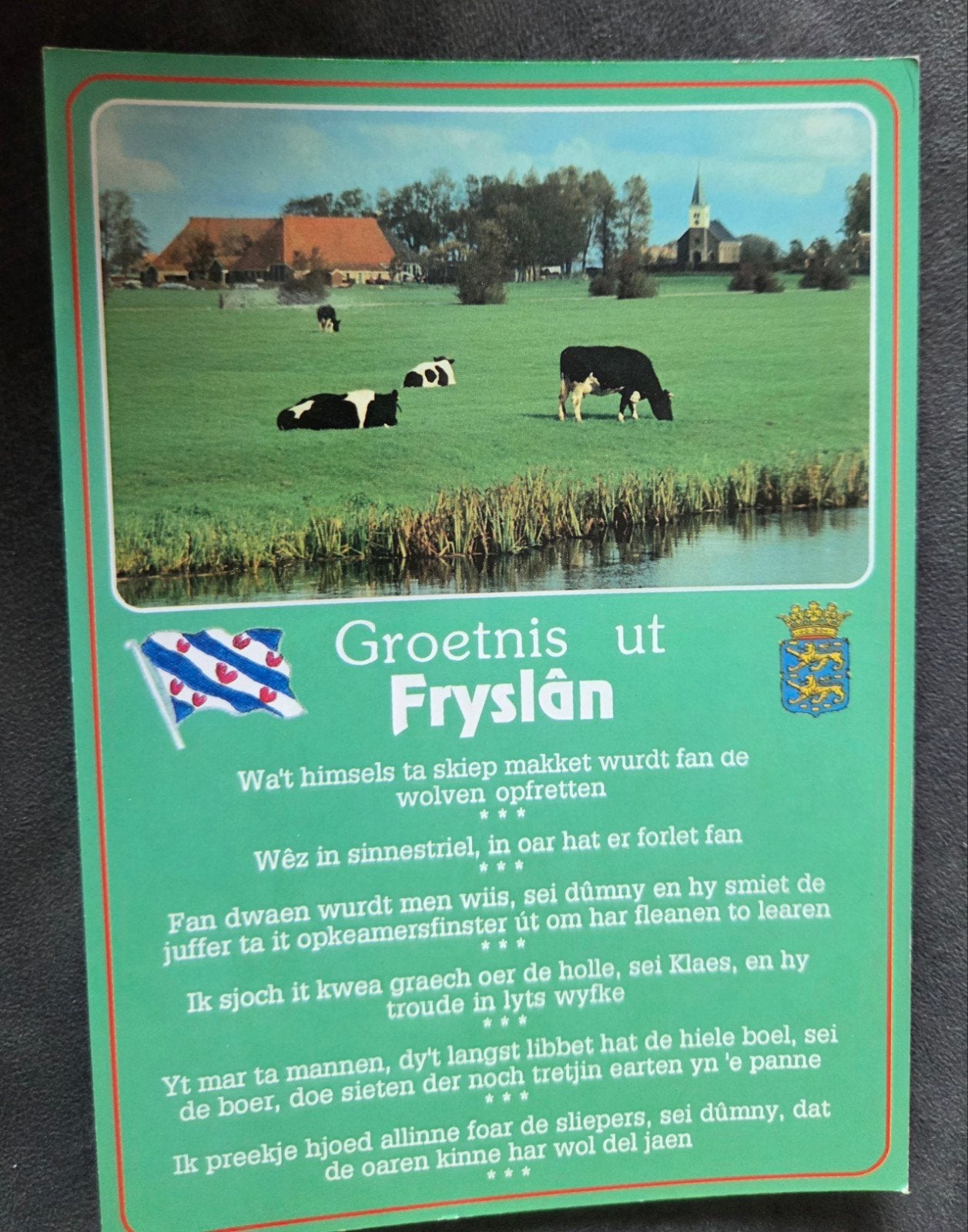Groetnis ut Fryslân - Ansichtkaart met Friese tekst, Verzenden, 1960 tot 1980, Ongelopen, Friesland