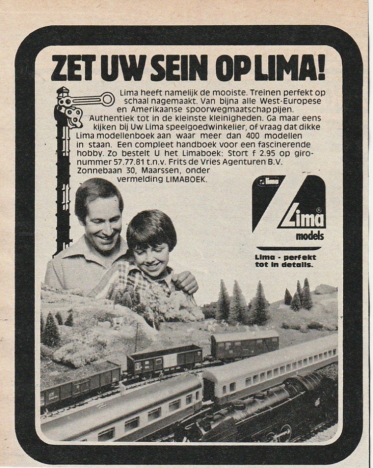 Retro reclame 1978 Lima trein modeltrein jongetje vader, Verzamelen, Verzenden, Overige typen