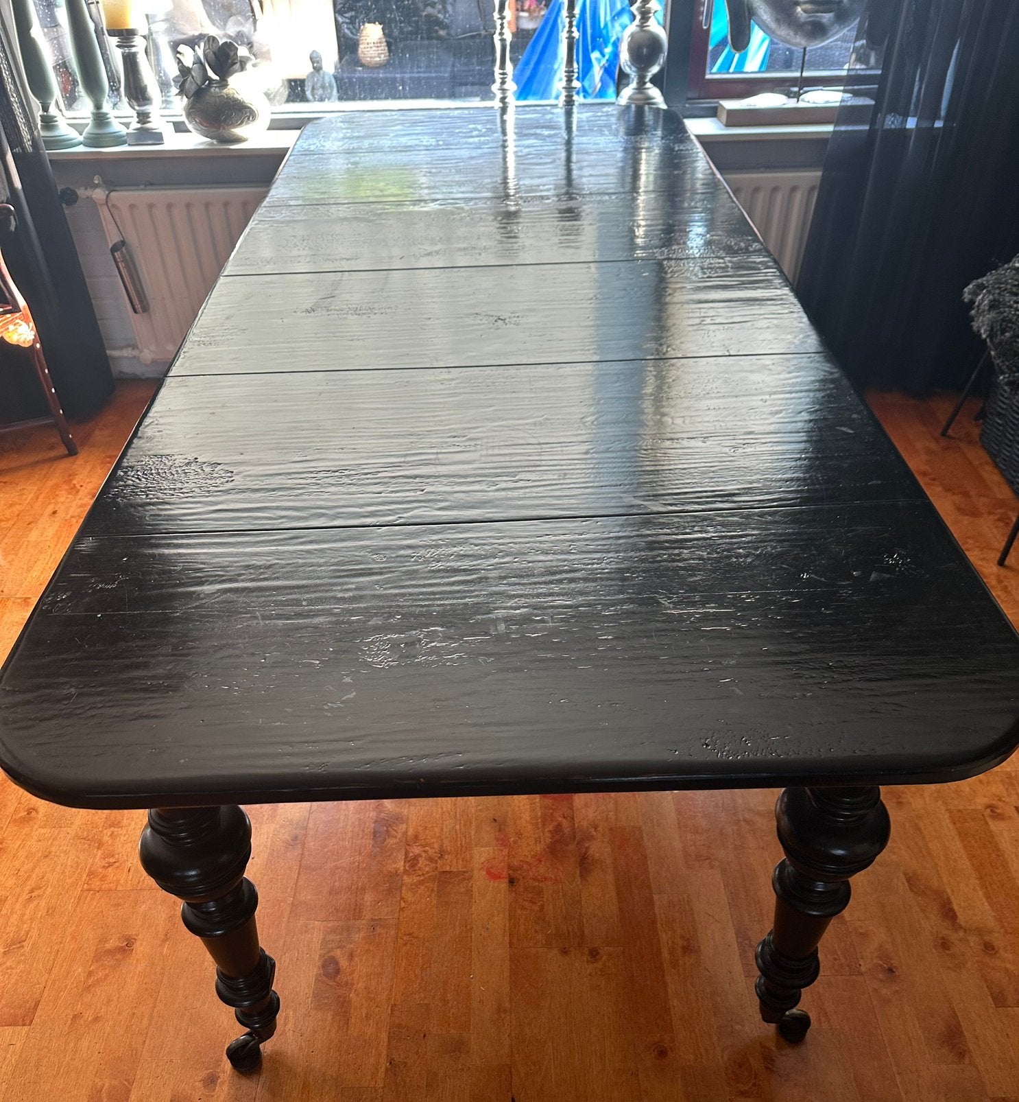 Massief zwart eiken eettafel dining 100breed 240/360 lang, Huis en Inrichting, Tafels | Eettafels, Ophalen, 200 cm of meer, 50 tot 100 cm