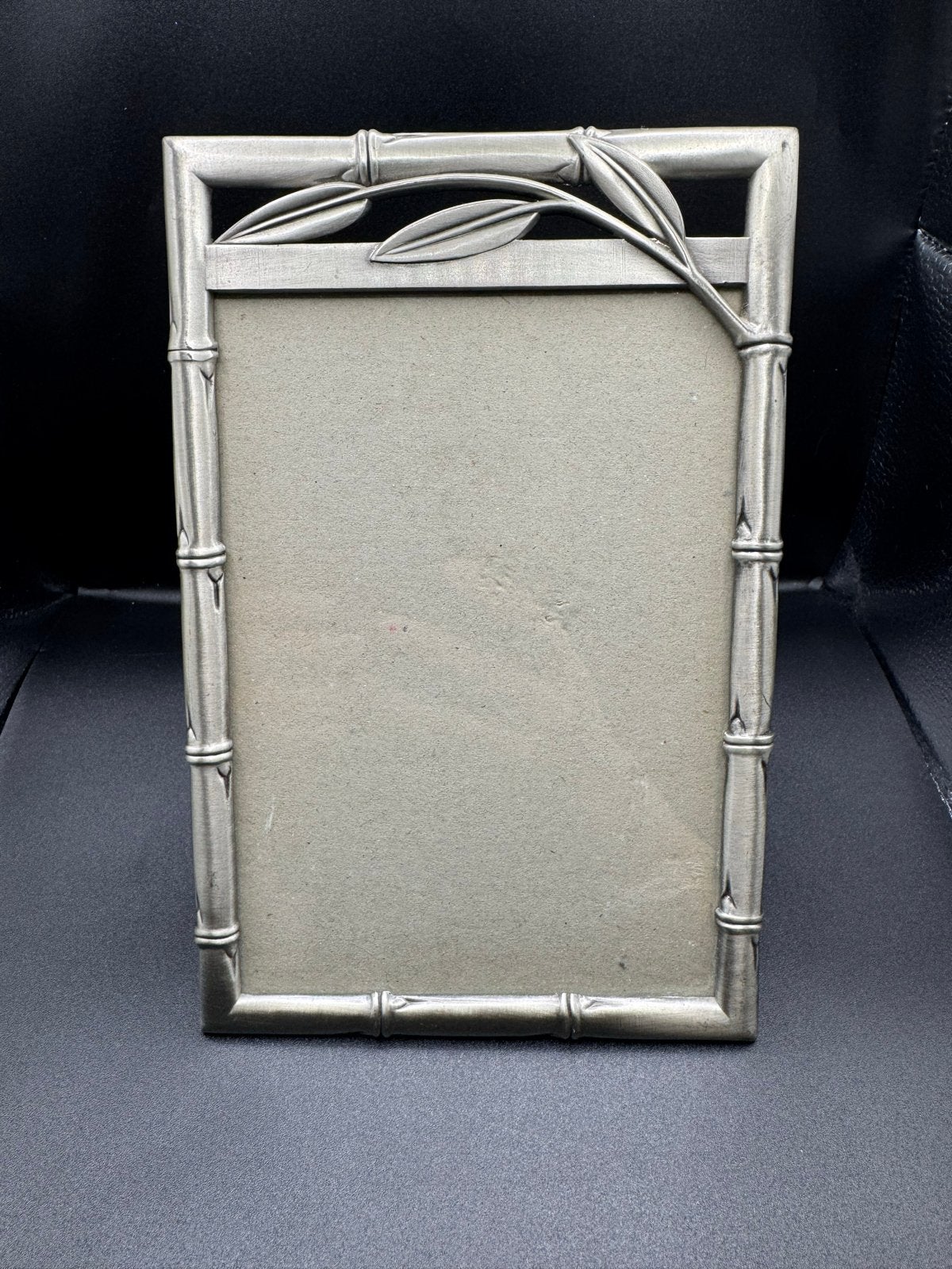 Vintage Zilverkleurige Fotolijst Bamboe Design, Verzenden, Zo goed als nieuw, Fotolijst, Metaal
