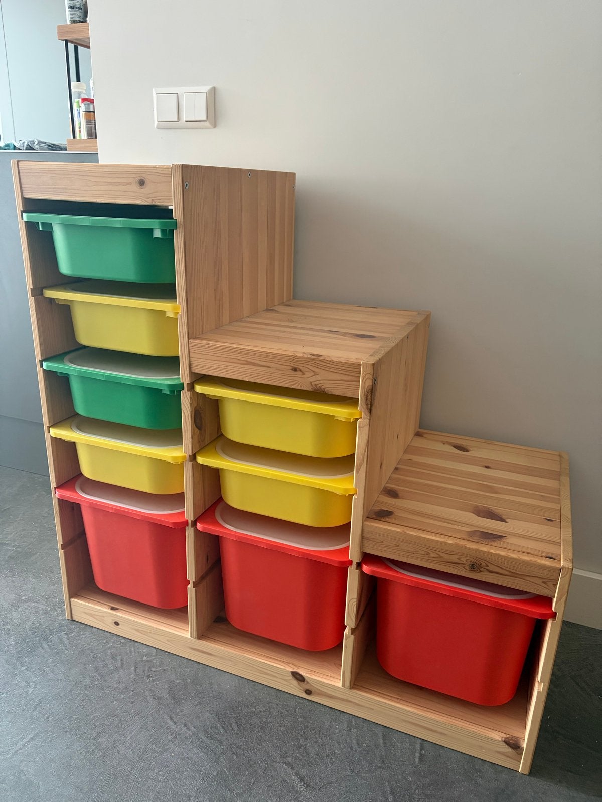 IKEA Trofast basiselement grenen met 9 bakken en deksel, Ophalen, Gebruikt, Kast