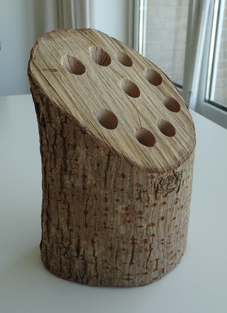 Vintage Pennenhouder Zelfgemaakt uit Stuk Hout, Diversen, Bureau-accessoires, Ophalen, Zo goed als nieuw