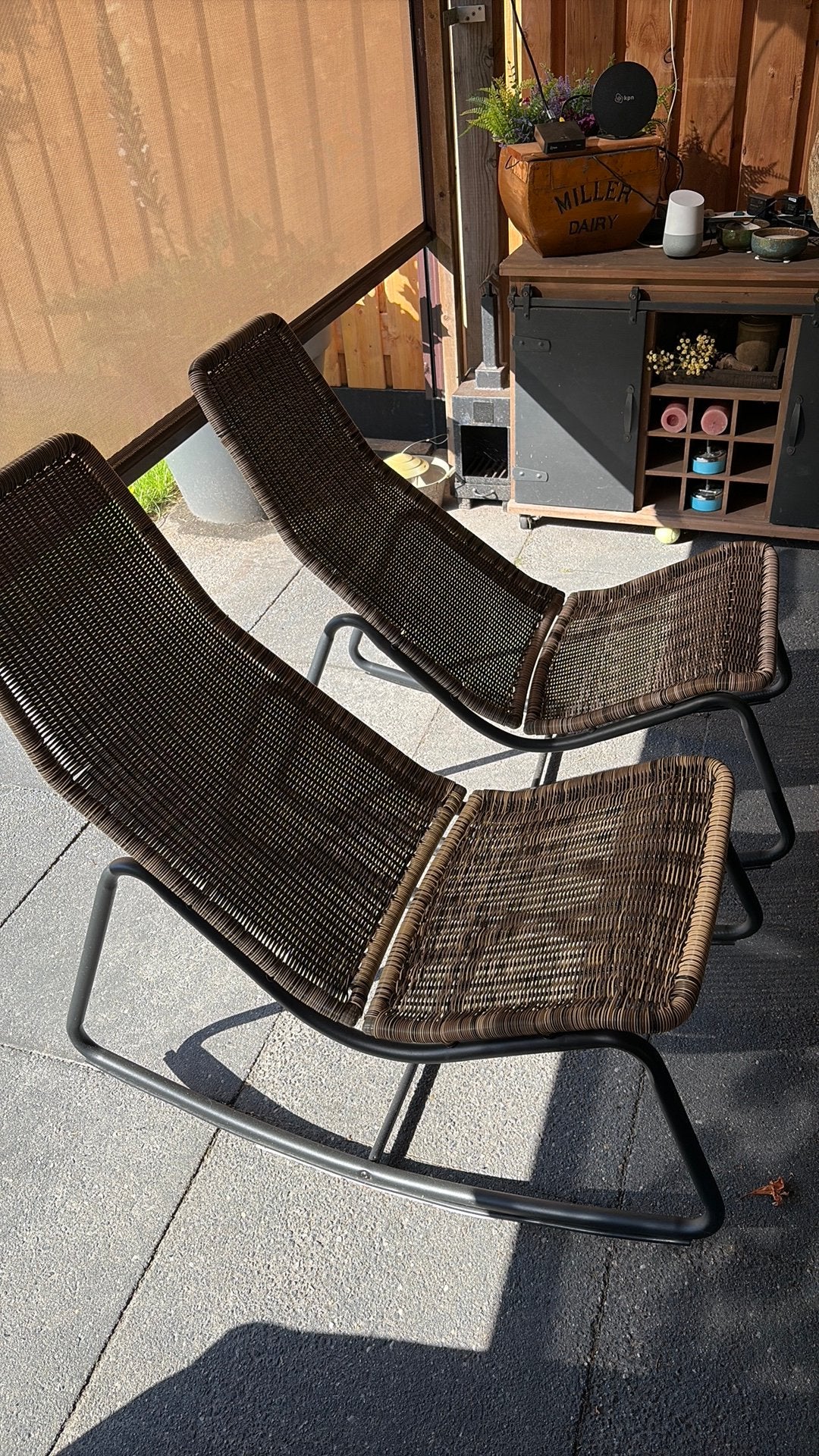 Woood schommel stoelen, Ophalen, Zo goed als nieuw, Kunststof