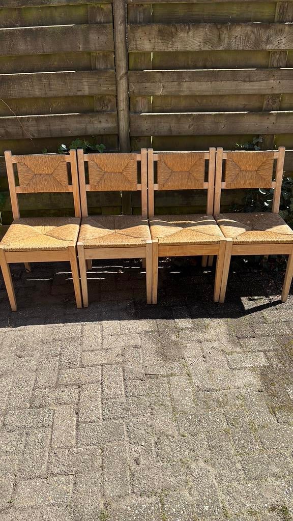 4x (keuken) stoel riet met hout T.E.A.B!, Huis en Inrichting, Stoelen, Ophalen, Gebruikt, Overige kleuren, Hout