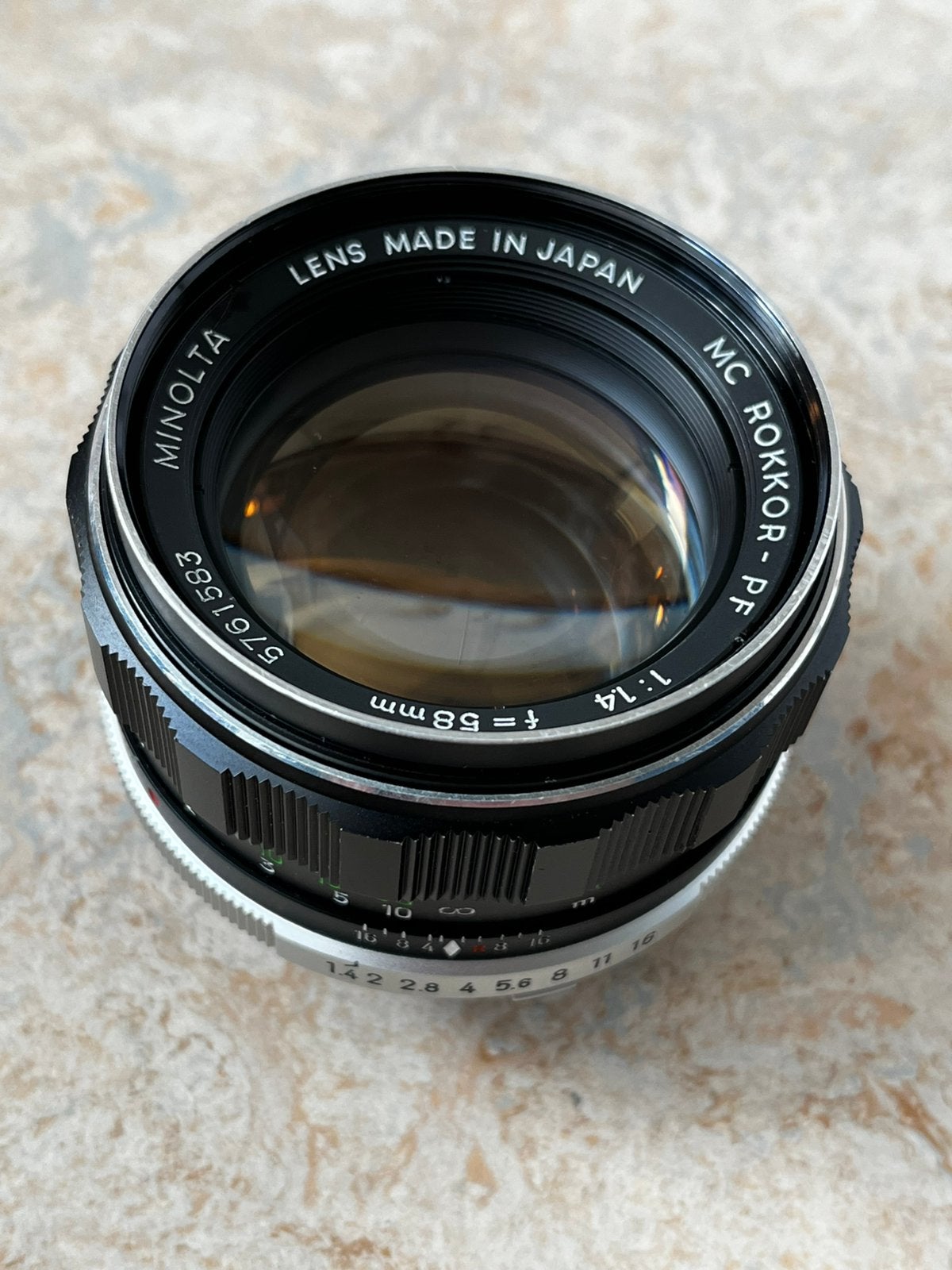 Minolta MC Rokkor-PF 58mm 1.4, Audio, Tv en Foto, 58 mm, Handmatige focus, Ophalen of Verzenden, Standaardlens