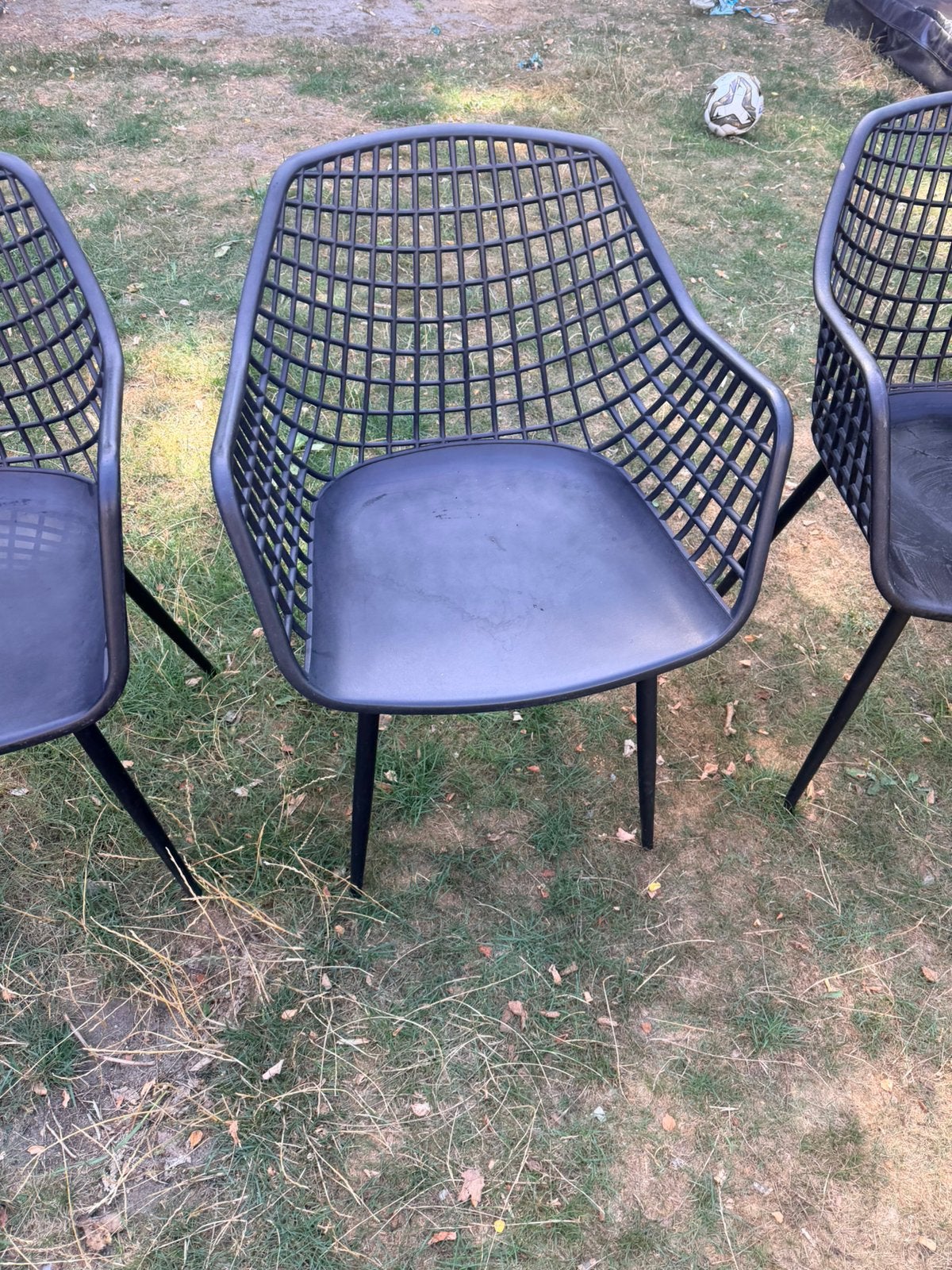 3x Kwantum tuinstoel eetstoel kuipstoel Webbing zwart, Tuin en Terras, Tuinstoelen, Ophalen, Gebruikt, Kunststof, Stapelbaar