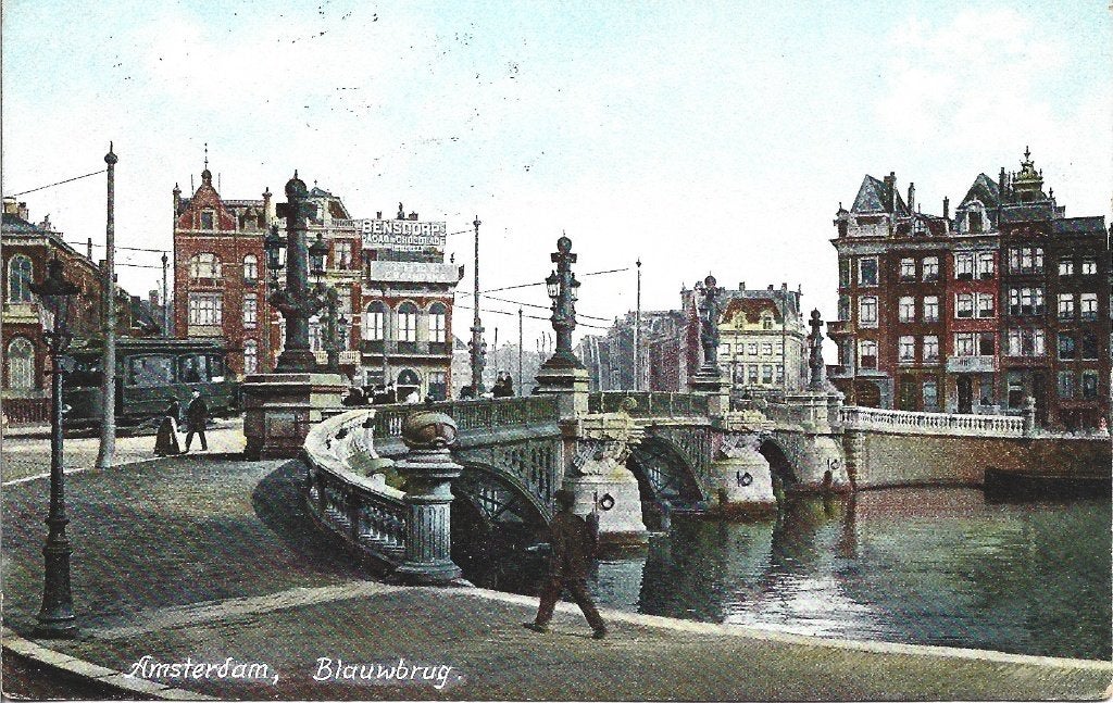 Amsterdam-24- Blauwbrug antiek uit 1909, Ophalen of Verzenden, Voor 1920, Gelopen, Noord-Holland
