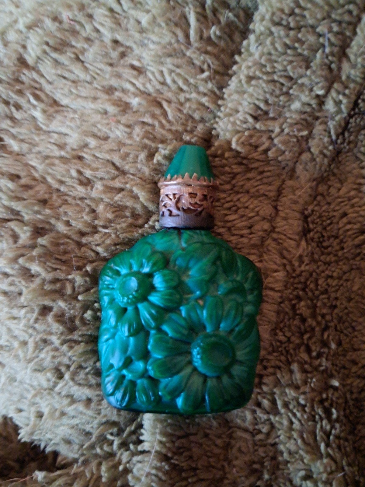 Malachietglas Parfumflesje - Hoffmann/Schlevogt Tsjechië, Antiek en Kunst, Ophalen of Verzenden