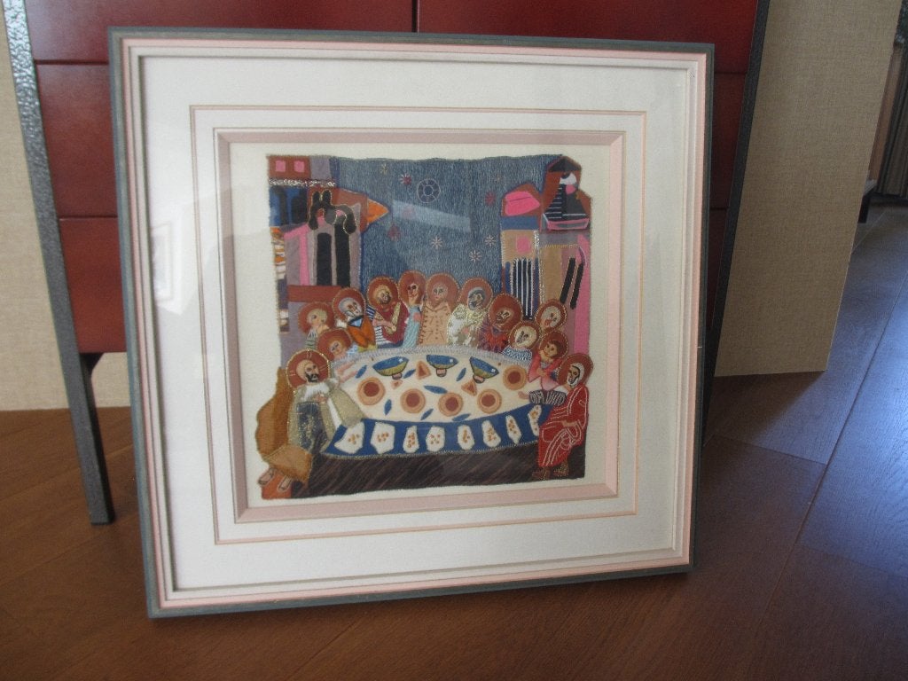 Geborduurd kunstwerk "laatste avondmaal" Armenië 13e eeuw, Antiek en Kunst, Ophalen of Verzenden