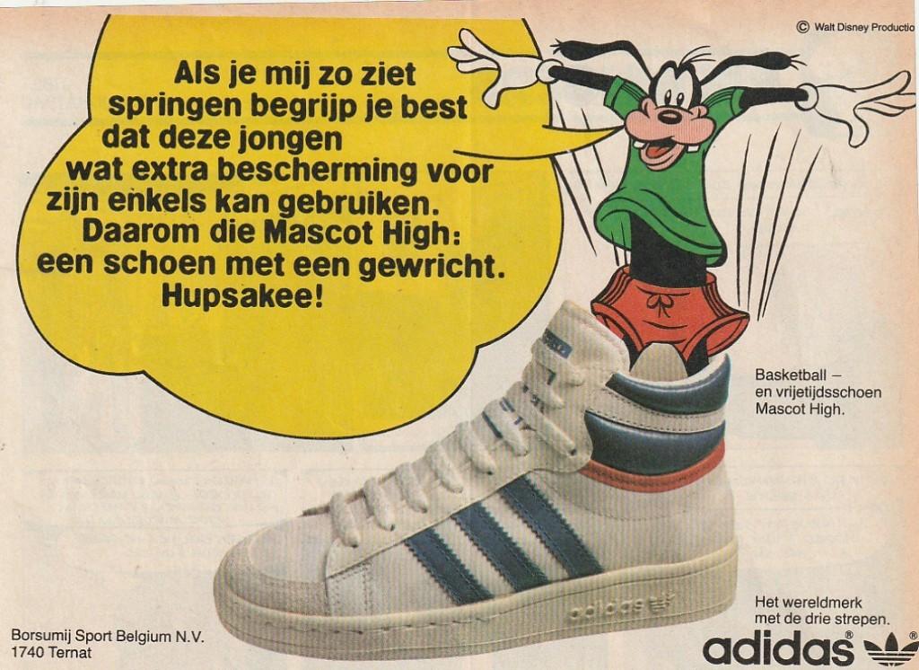 Retro reclame 1982 Adidas sportschoenen Disney Goofy, Verzenden, Overige typen