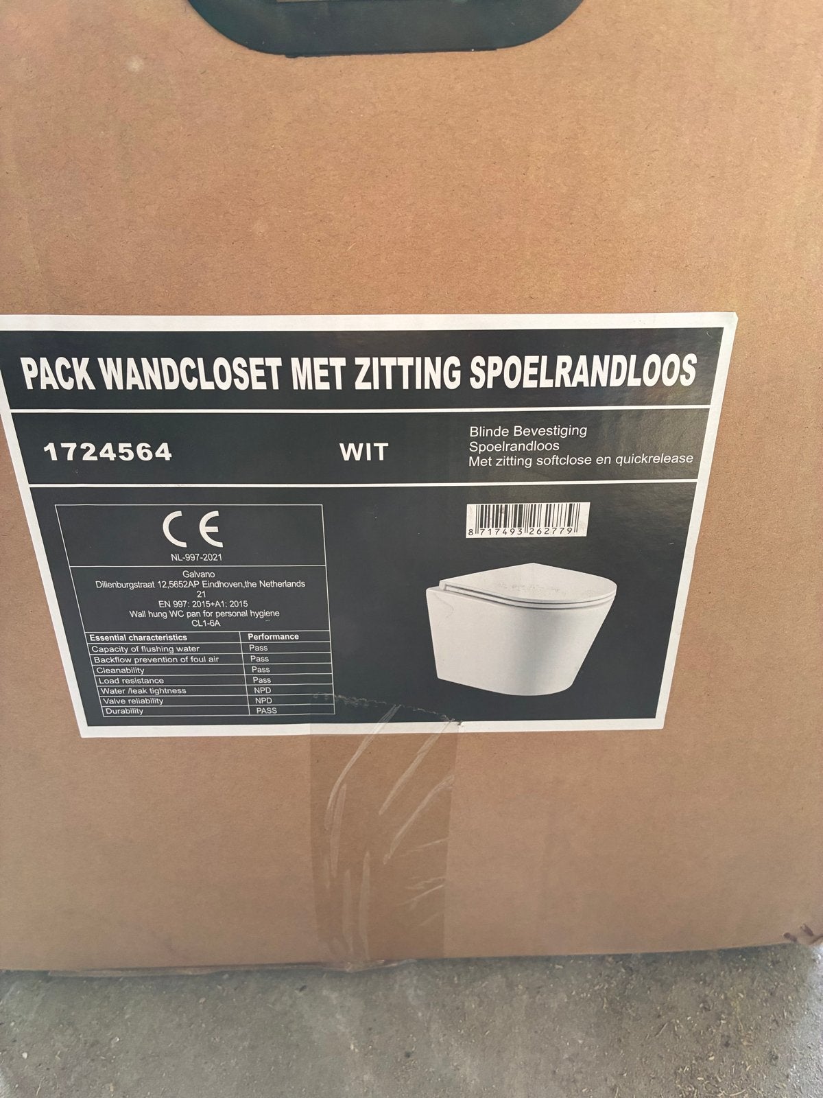Nieuw Geberit Pack Wandcloset met Zitting Spoelrandloos, Ophalen of Verzenden, Nieuw, Toilet