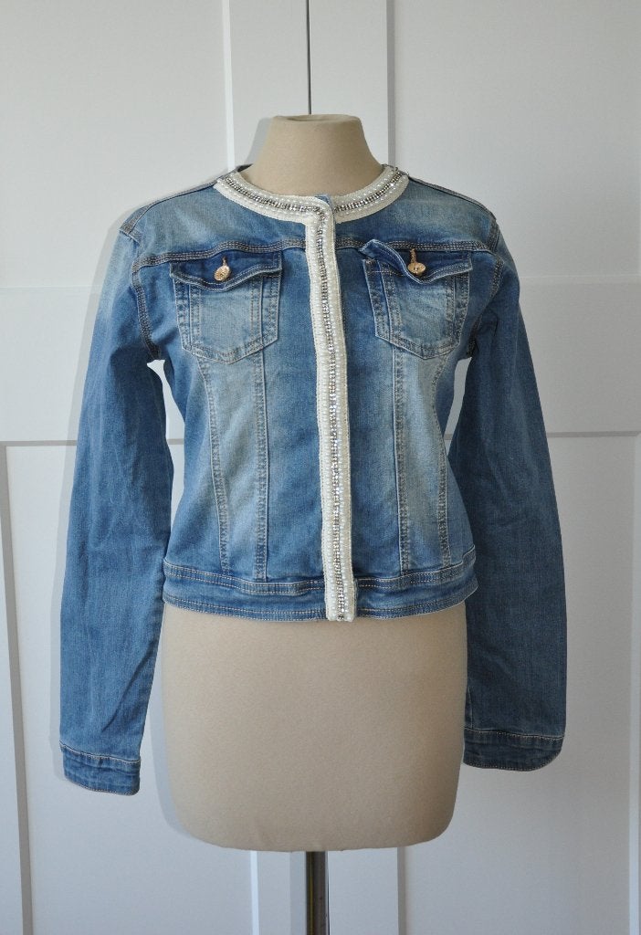 spijkerjas 36, s, spijerjack s, dameskleding 36, s, Blauw, Ophalen of Verzenden, Zo goed als nieuw, Regular denim