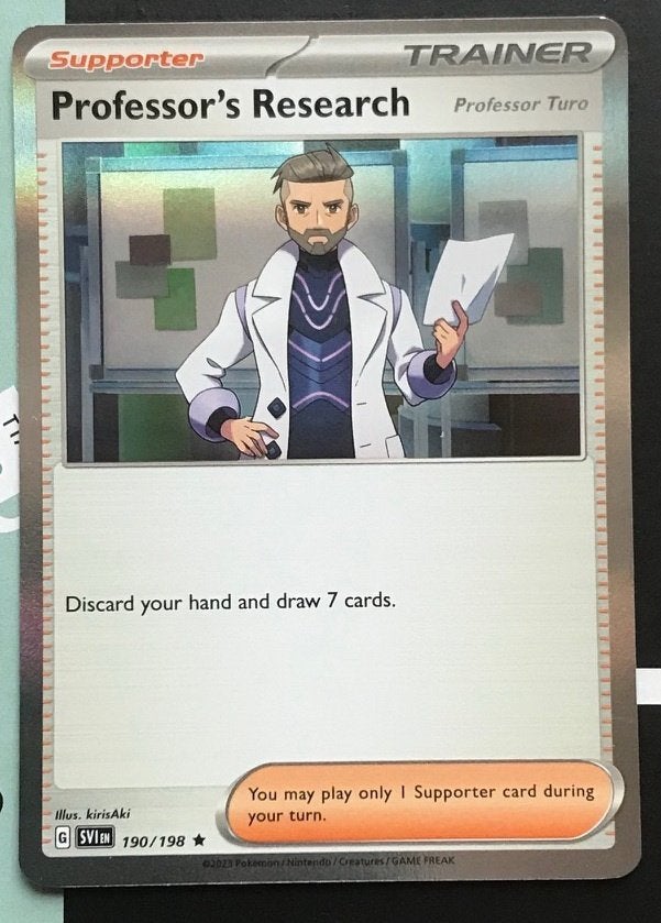 Pokemon - Professor's Research (SVI 190) Holo rare.., Ophalen of Verzenden, Nieuw, Losse kaart, Foil