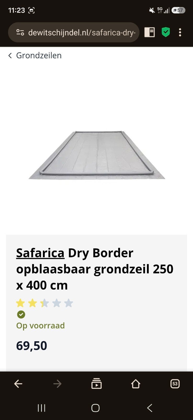 Safarica Dry Border opblaasbaar grondzeil 250x400 cm, Ophalen of Verzenden, Zo goed als nieuw