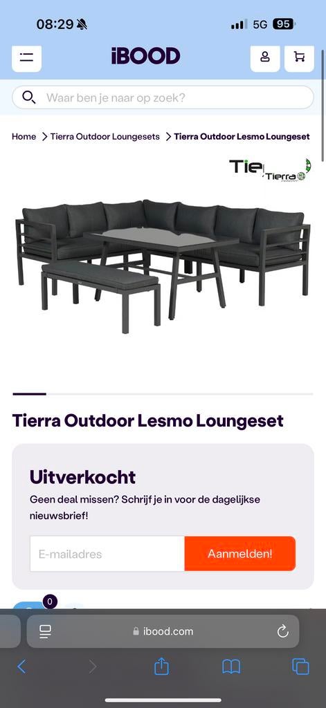 Tierra Outdoor Lesmo Loungeset - Hoekbank met tafel, Gebruikt, Meer dan 8 zitplaatsen, Aluminium, Ophalen of Verzenden