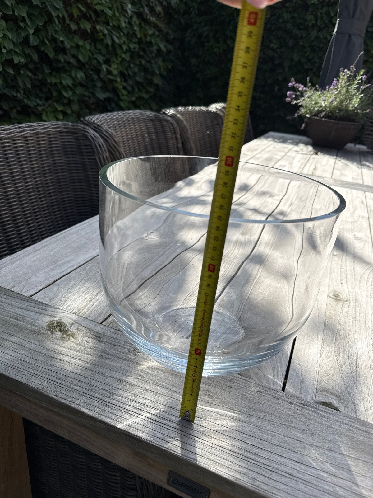 Grote glazen vaas - Rond - 30 cm diameter, Huis en Inrichting, Gebruikt, Schaal, Rond, Ophalen of Verzenden