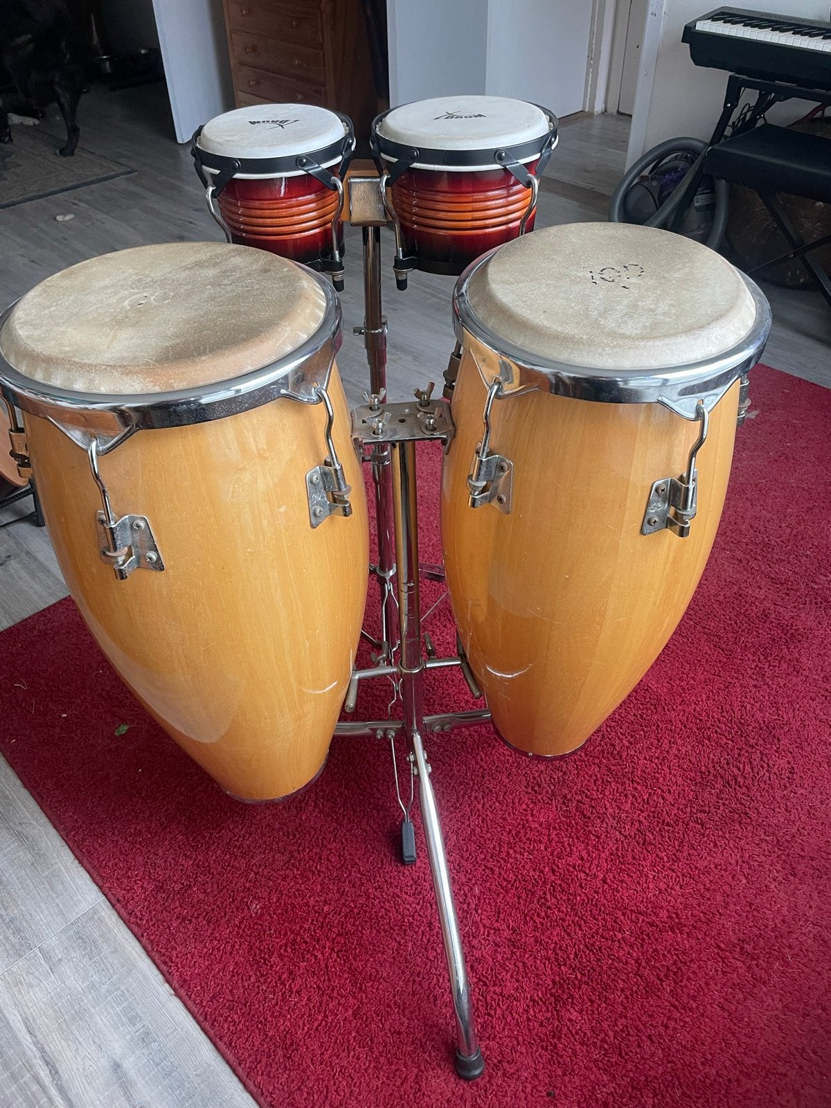 Conga en Bongo Set met Standaard, Muziek en Instrumenten, Ophalen of Verzenden, Gebruikt, Trommel