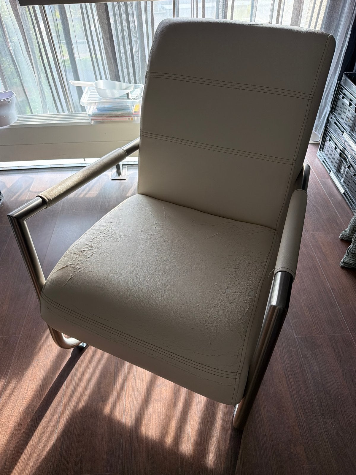 Elegante eetkamerstoel met metalen frame - Gebruikt, Ophalen, Gebruikt, Overige kleuren, Metaal