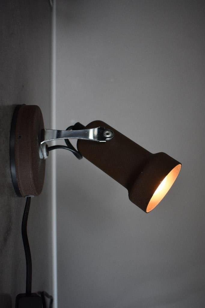 Retro vintage design wandlampje bruin vermoedelijk Herda, Huis en Inrichting, Lampen | Wandlampen, Gebruikt, Bruin, Ophalen of Verzenden
