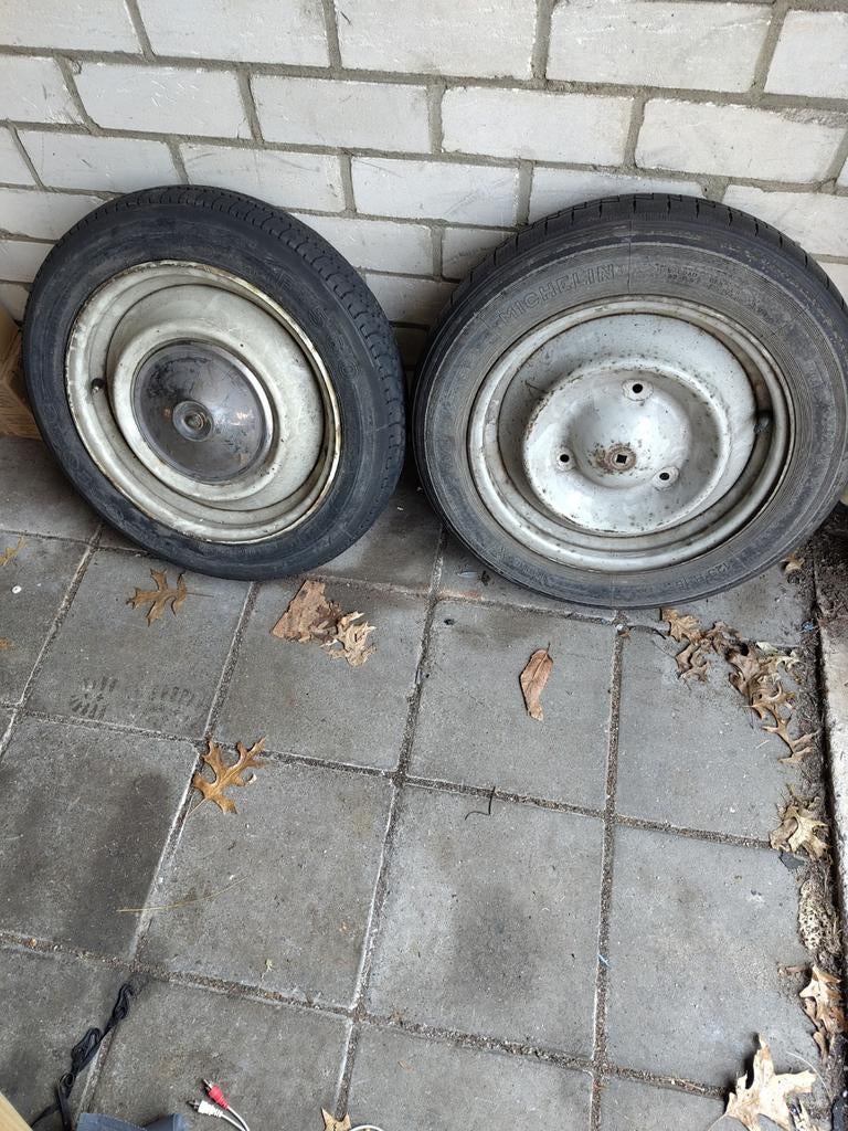 Firestone band en velg voor 2CV Eend A-type, Ophalen of Verzenden