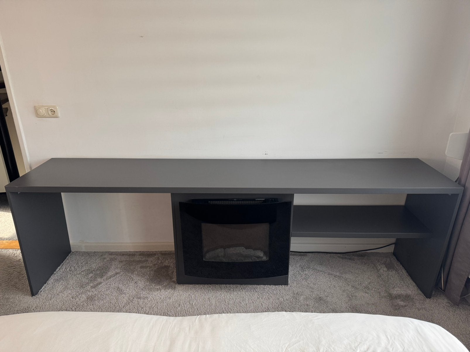 Groot grijs meubel met Eurom Siena elektrische sfeerhaard, Ophalen, Overige materialen, 50 tot 100 cm, Zo goed als nieuw