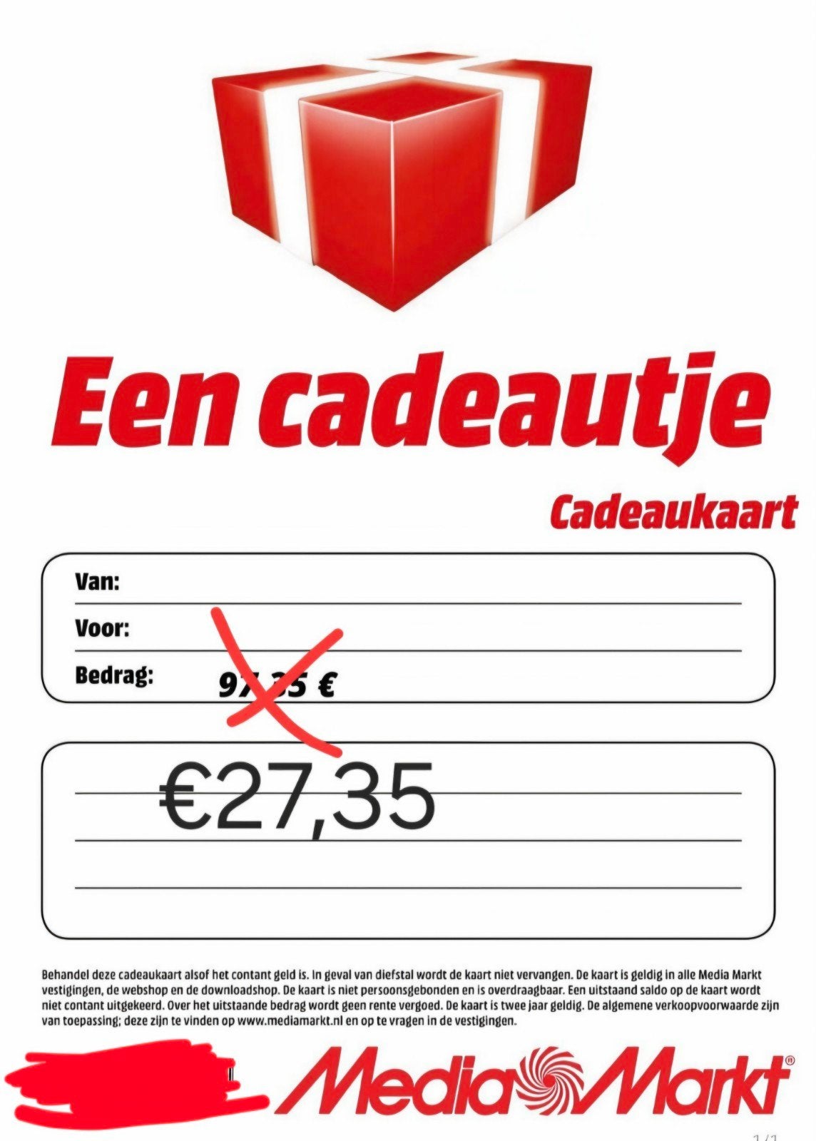 mediamarkt kadobon Twv €27,35
