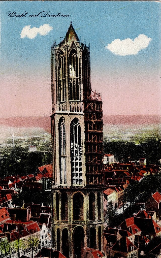 Utrecht – Domtoren. Gelopen Aarlanderveen 1924., Ophalen of Verzenden, 1920 tot 1940, Gelopen, Utrecht