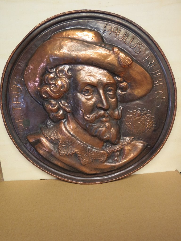 Antiek Koperen Wandbord Rubens, Antiek en Kunst, Ophalen of Verzenden
