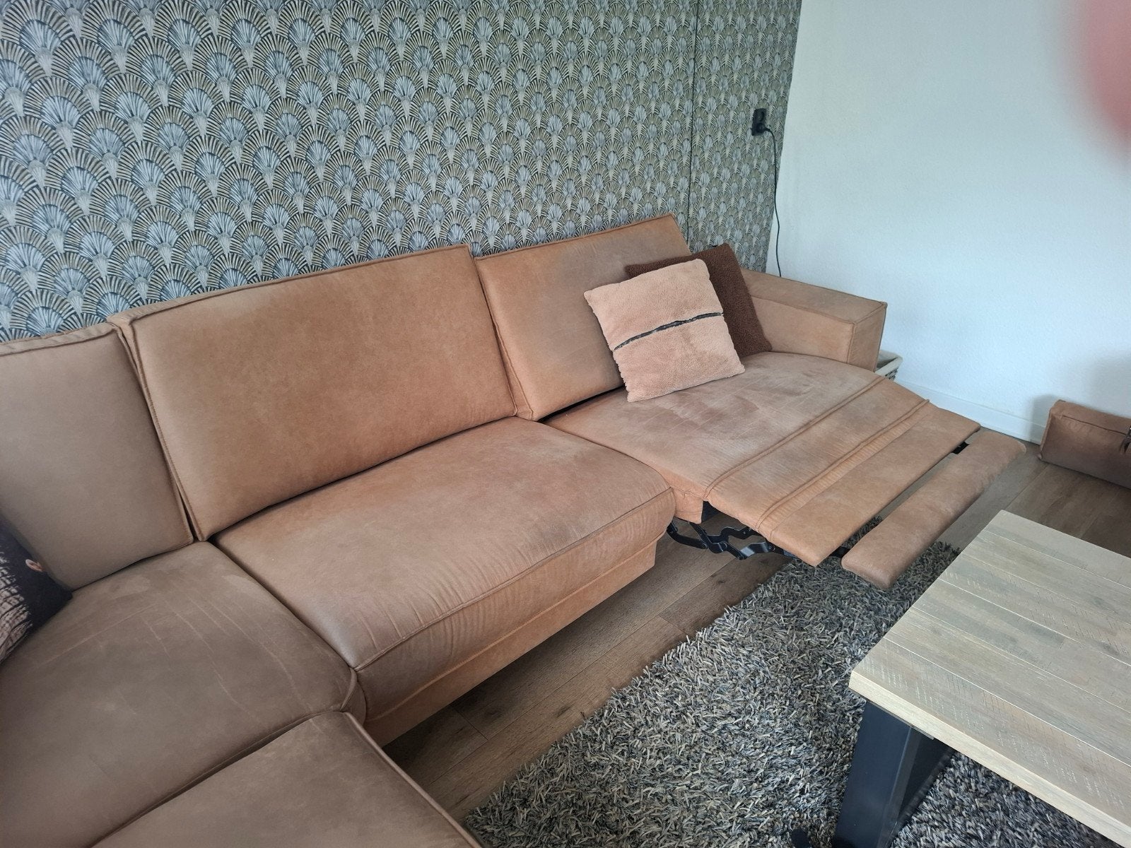 Comfortabele Hoekbank met Relaxfunctie - caramel kleurig, Modern, Comfortabel, Gebruikt, 100 tot 125 cm, Hoekbank
