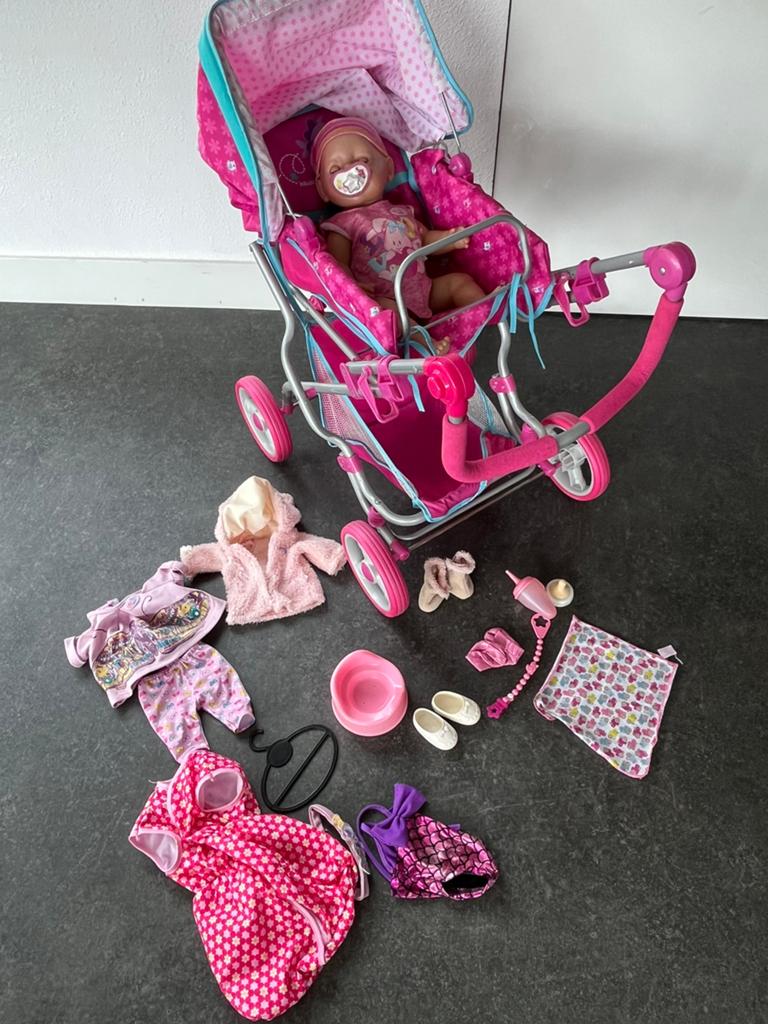 Babyborn met wandelwagen en spullen, Kinderen en Baby's, Ophalen, Zo goed als nieuw, Babypop