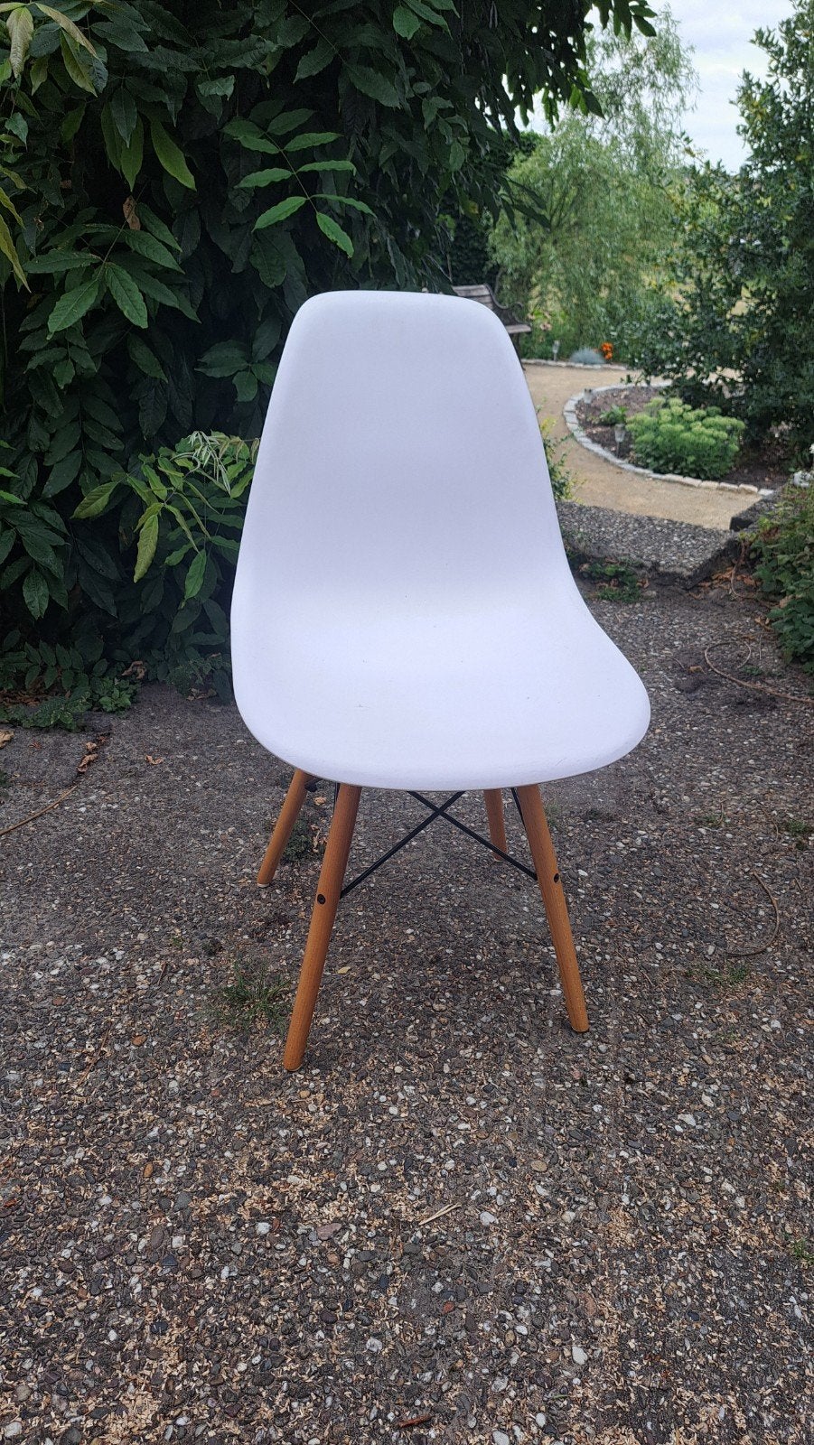 Witte kuipstoel, Ophalen, Kunststof, Gebruikt, Wit